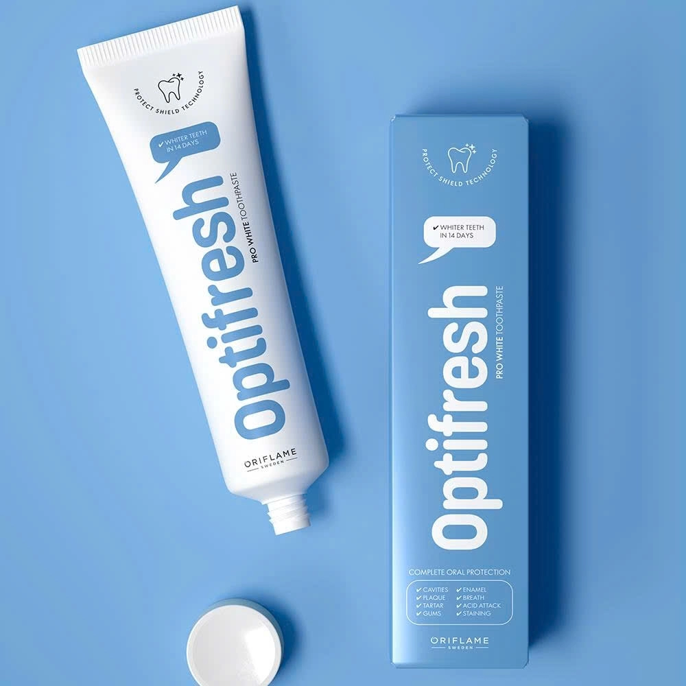 Mẫu mới- Kem đánh răng Optifresh TRẮNG RĂNG Oriflame 100 ml DATE 12.2028