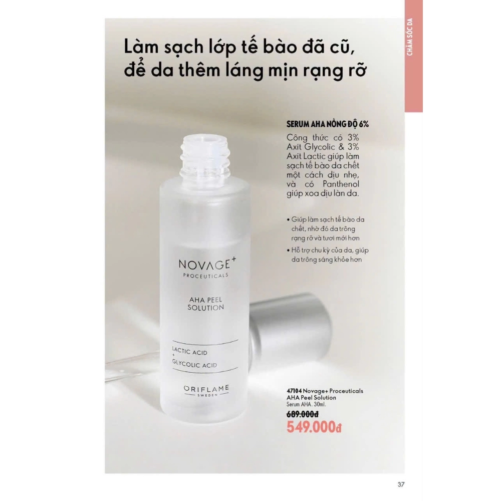 47104 Oriflame- Serum Tẩy da chết Novage+ Proceuticals AHA Peel Solution 6% 30ML
