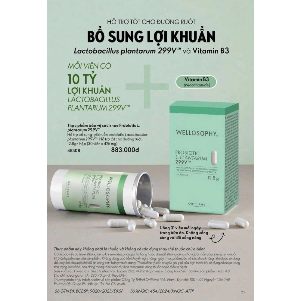 45308 Oriflame – Thực phẩm bổ sung chất xơ Prebiotic hộp 30 viên