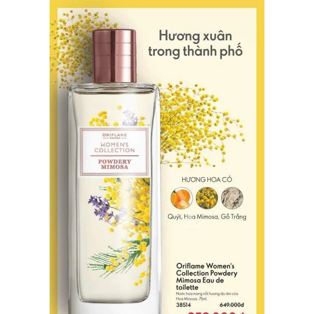 38514 NƯỚC HOA-ORIFLAME WOMEN'S COLLECTION POWDERY MIMOSA EAU DE TOILETTE 75ML